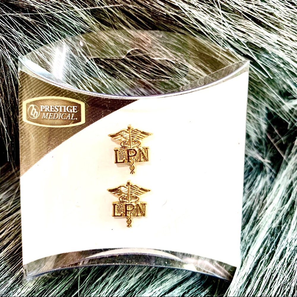 NEW IN BOX: PRESTIGE MEDICAL LPN GOLD EARRINGS